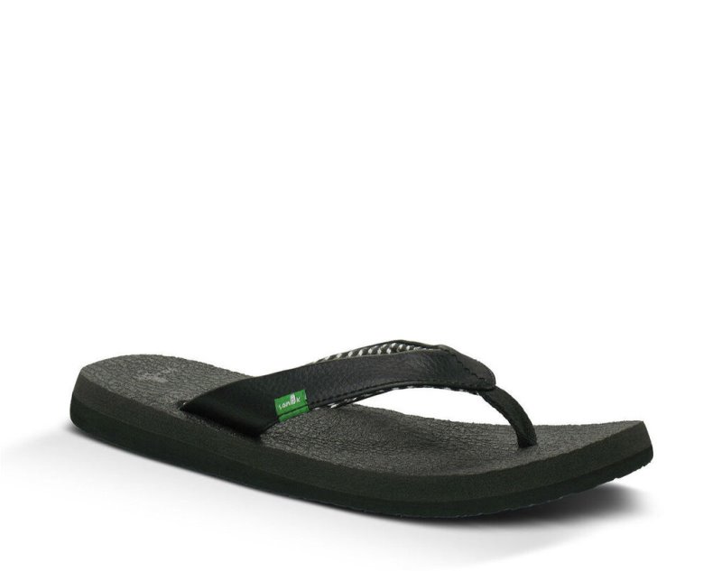 Sanuk Womens Yoga Mat Black Flip Flops | TQNUDK783